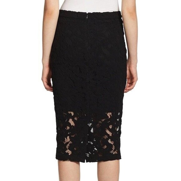 Parker Mid-Rise Lace Overlay Pencil Skirt - Black - Picture 4 of 9